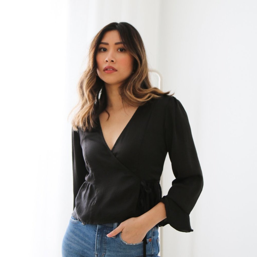 Topshop Freya Wrap Blouse - Size US 6 / UK 8